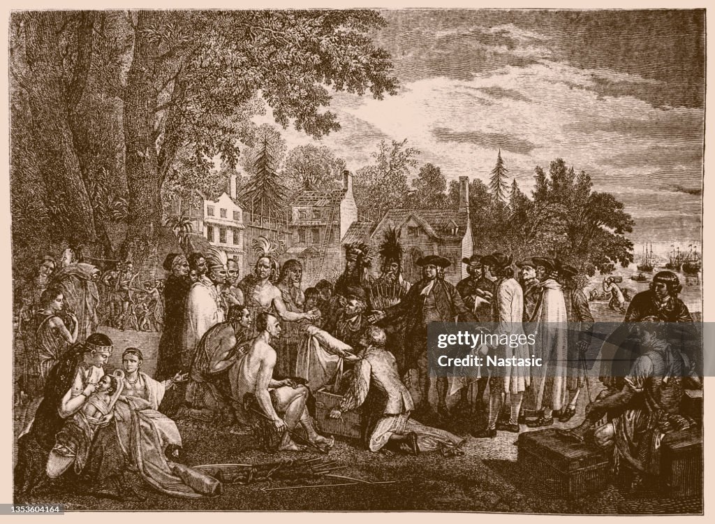 William Penn's Treaty with the Indians, when he founded the province of Pennsylvania in North America 1681.