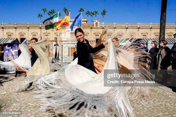 Students of the Cristina Heeren Foundation, receive classes in the gardens of the Andalusian Parliament, as part of the commemoration of the Day of...