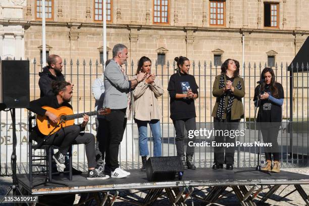 Students of the Cristina Heeren Foundation, receive classes in the gardens of the Andalusian Parliament, as part of the commemoration of the Day of...