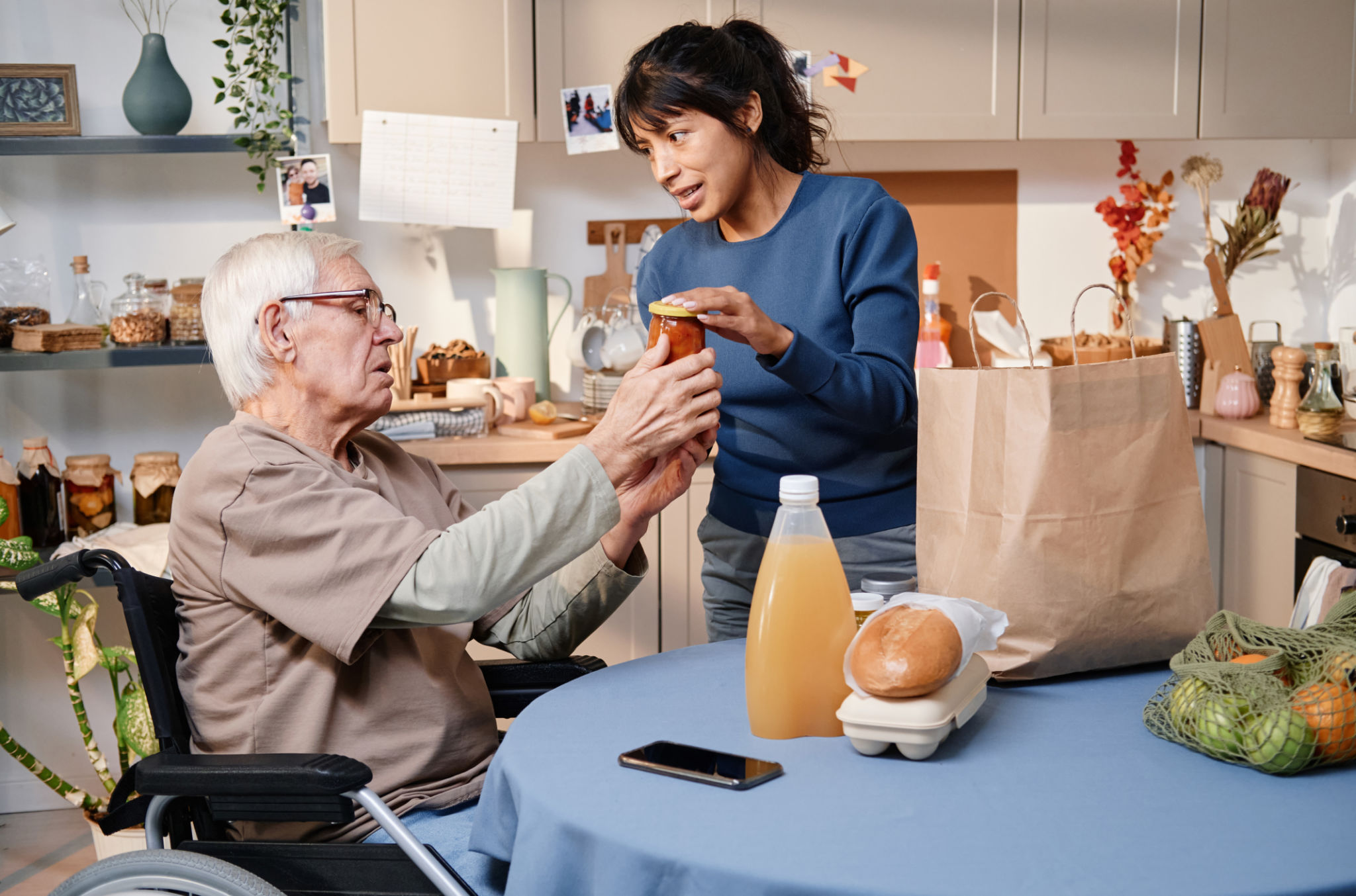 caregiver helping senior