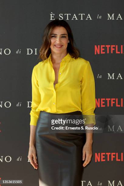 Luisa Ranieri attends the photocall for the Italian premiere of "The Hand Of God" at Hotel Vesuvio on November 16, 2021 in Naples, Italy.