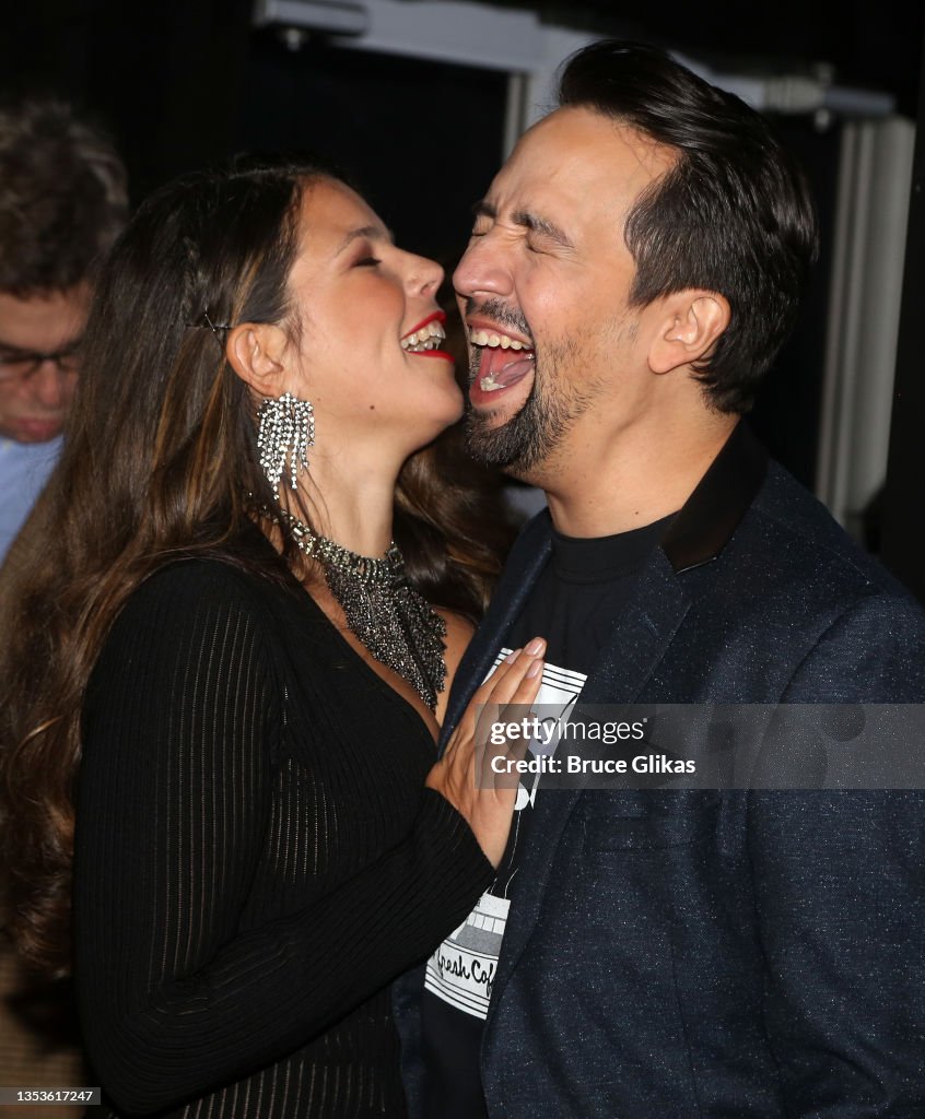 Vanessa Nadal and Lin-Manuel Miranda pose at the New York Premiere