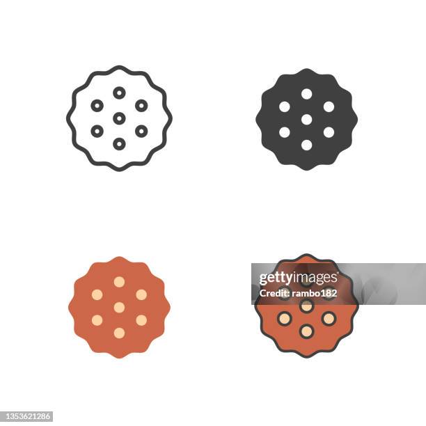 christmas cookie line, solid, flat and colour vector icon. editable stroke. pixel perfect. for mobile and web. - crunchy vector stock illustrations