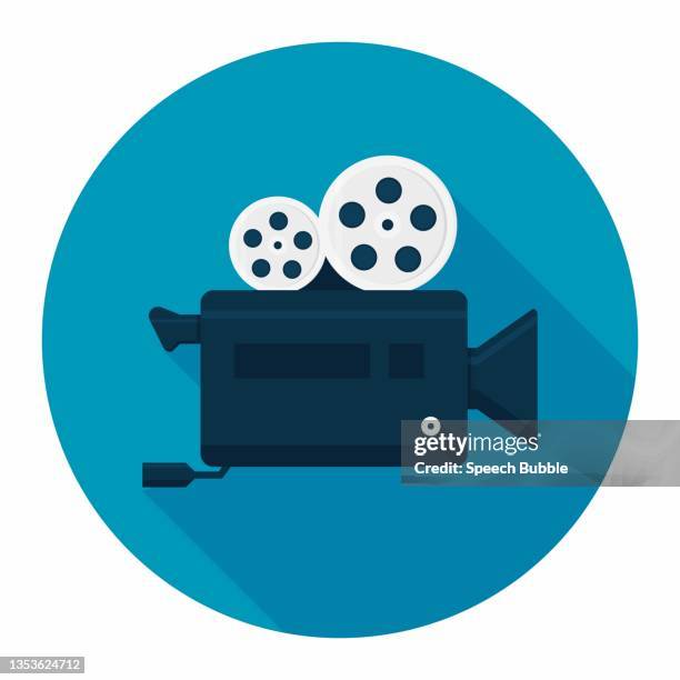 cinema projectors flat icon - film projector stock illustrations