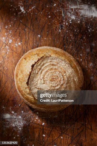homemade whole wheat sourdough bread - sourdough bread stock pictures, royalty-free photos & images