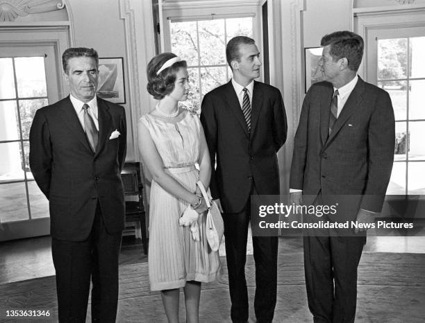 View of, from left, Ambassador of Spain Antonio Garrigues y Diaz-Canabate , married couple Princess Sophia of Greece and Denmark & Prince Juan Carlos...