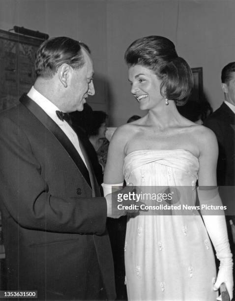 French Minister of Cultural Affairs Andre Malraux and US First Lady Jacqueline Kennedy attend at the opening of the Mona Lisa exhibit at the National...