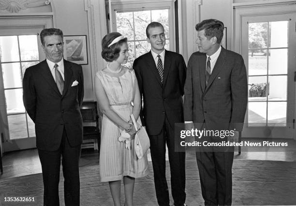 View of, from left, Ambassador of Spain Antonio Garrigues y Diaz-Canabate , married couple Princess Sophia of Greece and Denmark & Prince Juan Carlos...