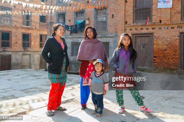 street scene in dhulikhel, nepal - nepal family stock pictures, royalty-free photos & images