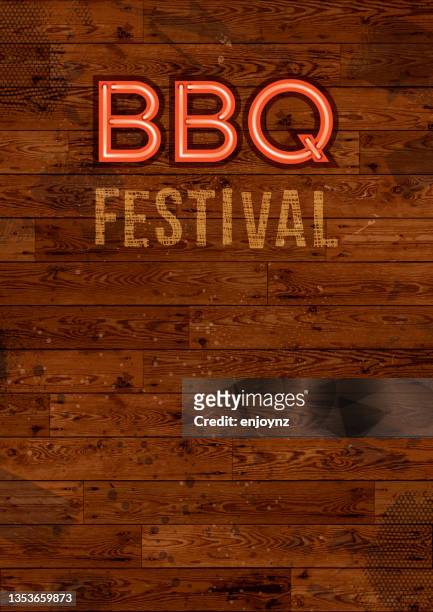 stockillustraties, clipart, cartoons en iconen met rustic bbq festival poster - barbecue