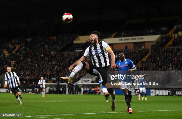 Kyle Wootton of Notts County controls the ball during the Emirates FA Cup First Round Replay match between Notts County and Rochdale at Meadow Lane...