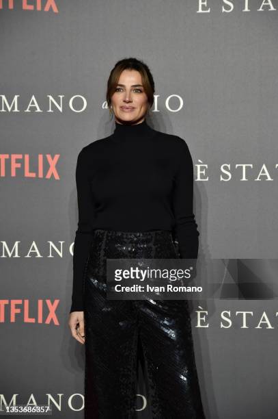 Luisa Ranieri attends the red carpet for the Italian premiere of "The Hand Of God" at Cinema Metropolitan on November 16, 2021 in Naples, Italy.