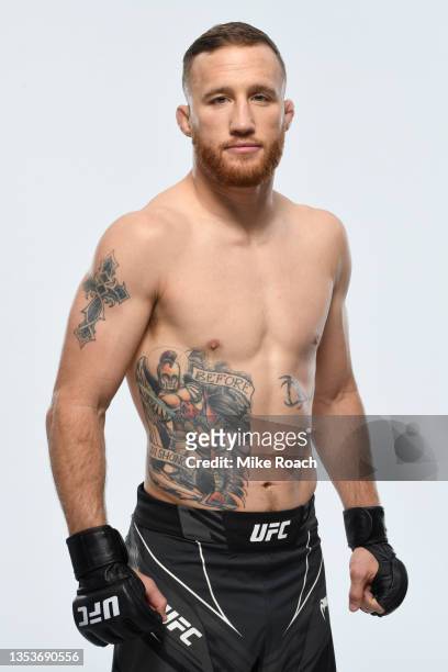 Justin Gaethje poses for a portrait during a UFC photo session on November 3, 2021 in New York, New York.