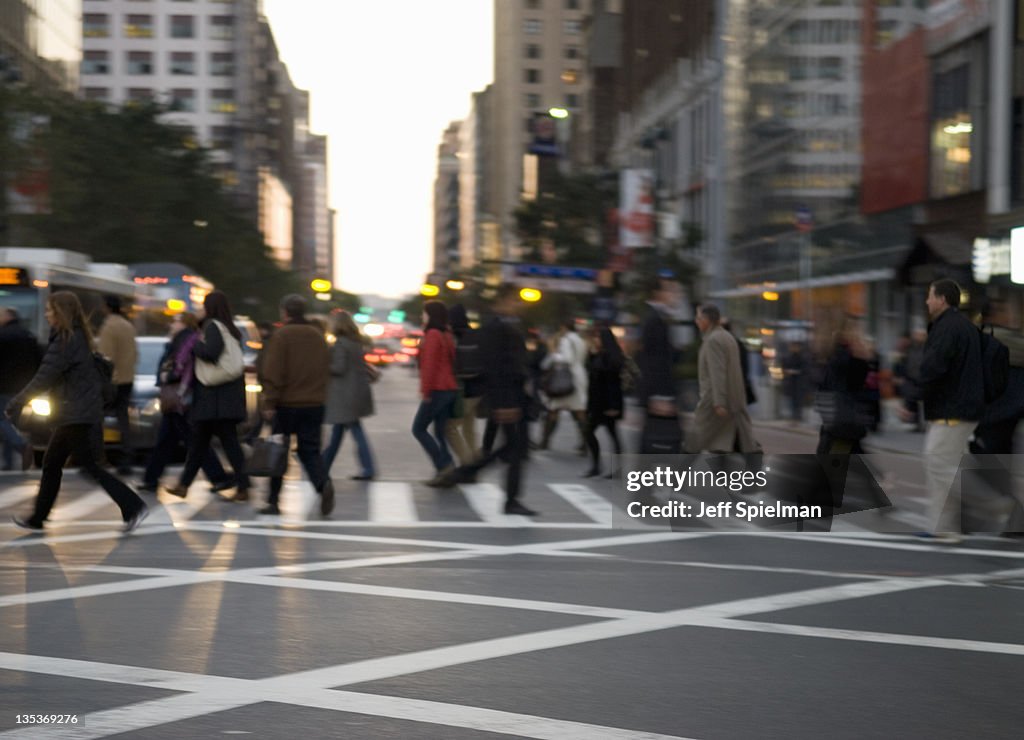 Commuters Heading Home after Work During Rush Hour