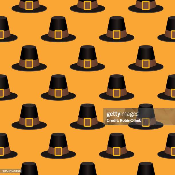 pilgrim hats seamless pattern - masquerade background stock illustrations