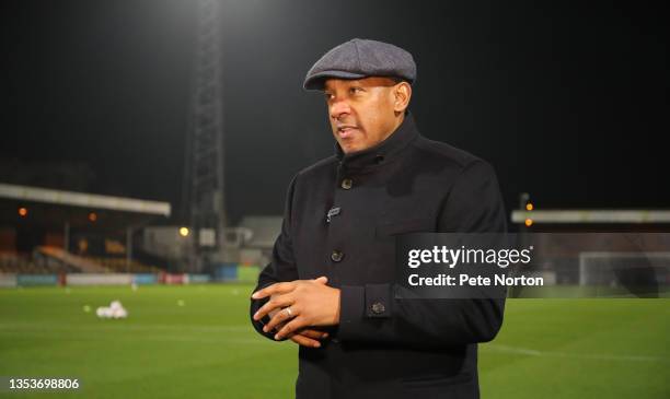 Former Cambridge United player and newly elected member to the board of directors Dion Dublin looks on prior to the Emirates FA Cup First Round...