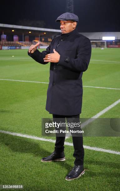 Former Cambridge United player and newly elected member to the board of directors Dion Dublin looks on prior to the Emirates FA Cup First Round...