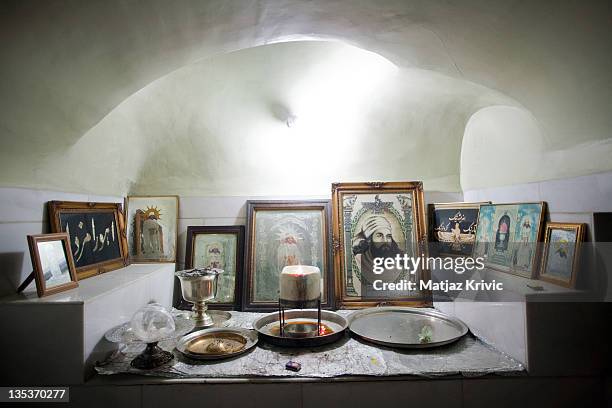 Shrine in a Zoroastrian Temple in Yazd, on January 30, 2009 in Yazd, Iran.