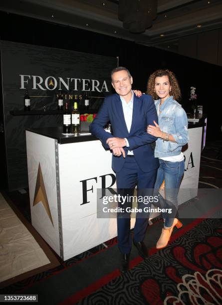 Alan Tacher and Cristina Bernal attend the Gift Lounge during the 22nd Annual Latin GRAMMY Awards at MGM Grand Hotel & Casino on November 16, 2021 in...