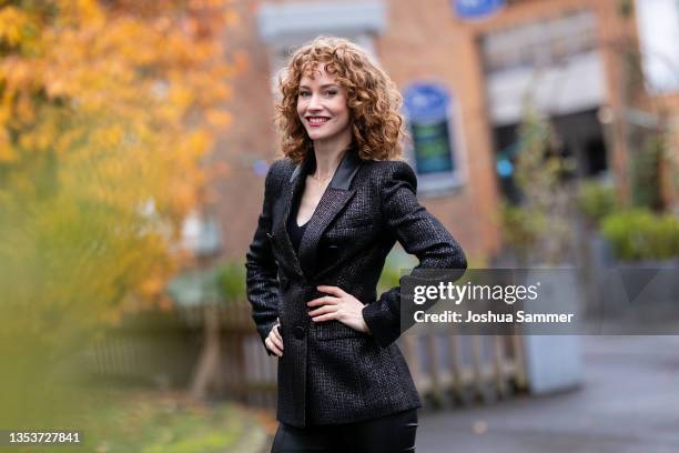 Sina-Valeska Jung poses during a photocall for the tv series "Alles was zählt" at MMC Studios on November 16, 2021 in Cologne, Germany.