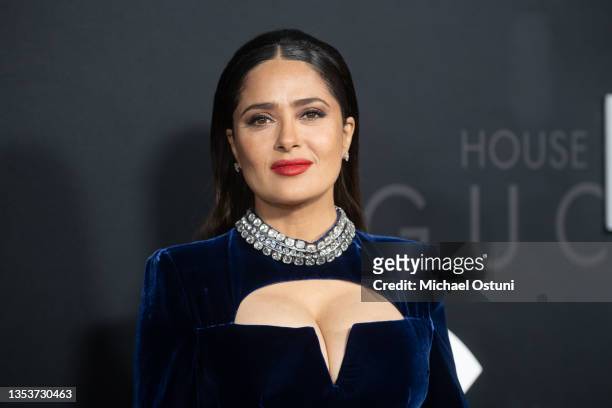 Salma Hayek attends the "House Of Gucci" New York Premiere at Jazz at Lincoln Center on November 16, 2021 in New York City.