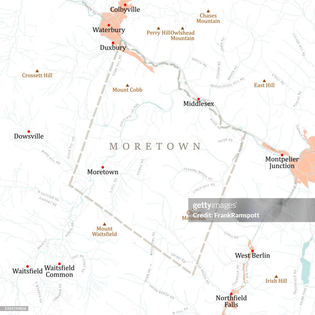VT Washington Moretown Vector Road Map