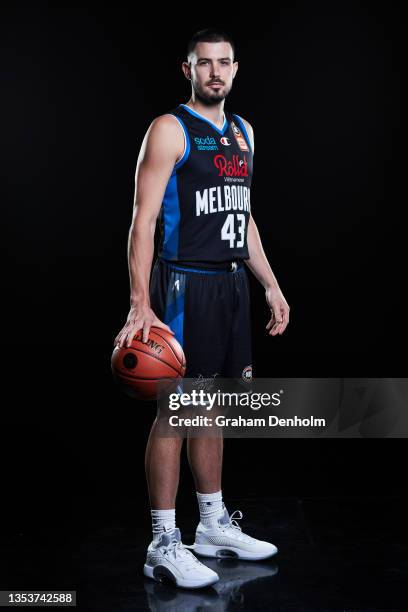 Chris Goulding of United poses during the Melbourne United NBL headshots session at NEP Studios on November 17, 2021 in Melbourne, Australia.