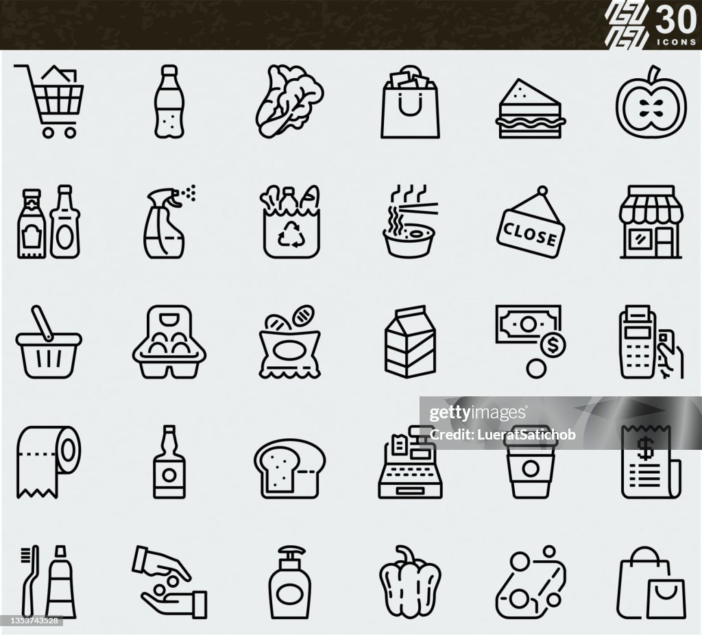 Iconos de línea de supermercado
