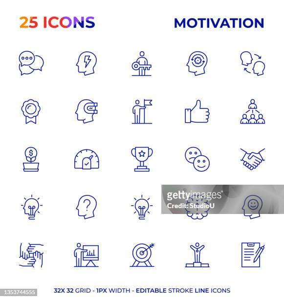 motivation editable stroke line icon series - atitude 幅插畫檔、美工圖案、卡通及圖標