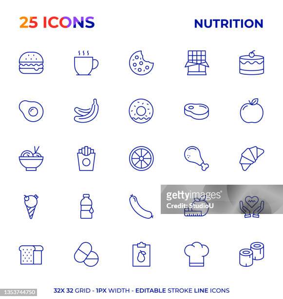 nutrition editable stroke line icon serie - schokobanane stock-grafiken, -clipart, -cartoons und -symbole