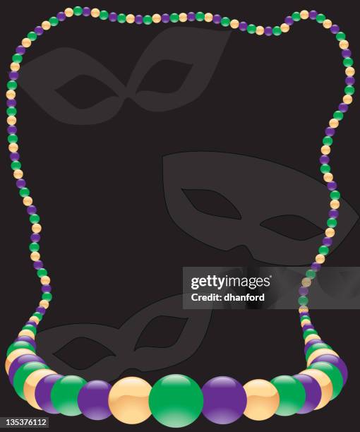mardi gras beaded necklace frame - amethyst stock illustrations