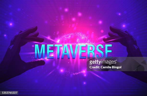 metaverse concept technology background - virtual reality stock illustrations