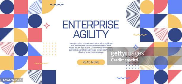 stockillustraties, clipart, cartoons en iconen met enterprise agility related web banner, geometric abstract style design - agile business