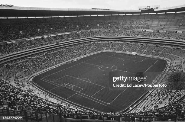 Interior view of spectators seated in the Estadio Azteca , host stadium for the semifinals and final of the football tournament at the 1968 Summer...