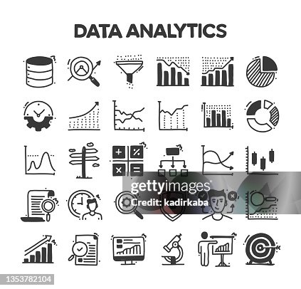 Data Analytics Related Hand Drawn Vector Doodle Icon Set Data Analytics Related Hand Drawn Vector Doodle Icon Set