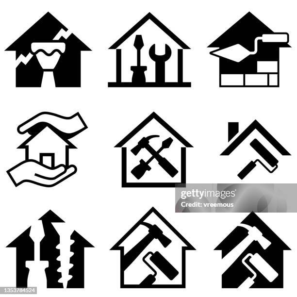 home improvement, decorating and repair icons - home improvement icons stock illustrations