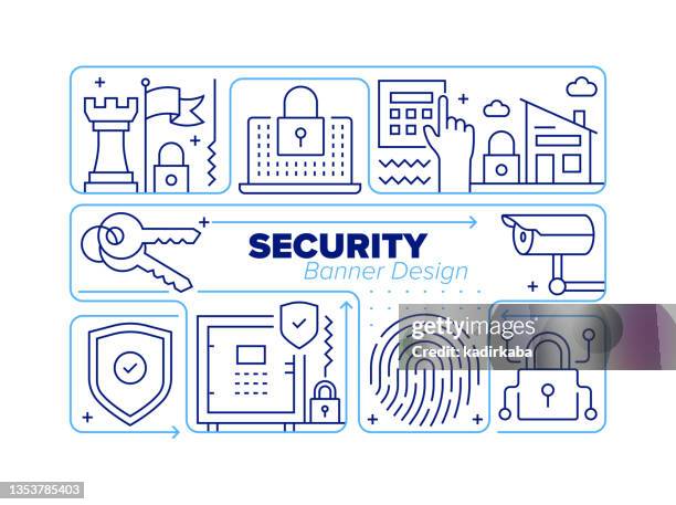 security line icon set and related process infographic design - disabled accessibility web stock illustrations