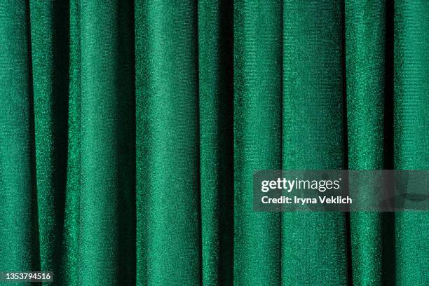 concept of trendy background  for christmas and new year holiday  with green velvet curtains. - curtain imagens e fotografias de stock