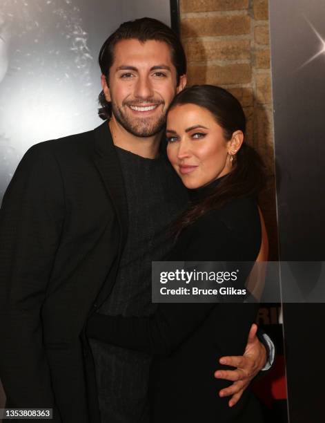 Jason Tartick and Kaitlyn Bristowe and pose at the 25th Anniversary of "Chicago" on Broadway at The Ambassador Theater on November 16, 2021 in New...