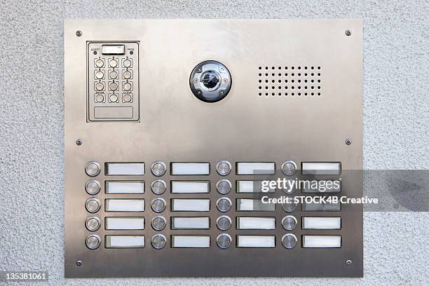 doorbell panel, munich, bavaria, germany - intercom stock pictures, royalty-free photos & images