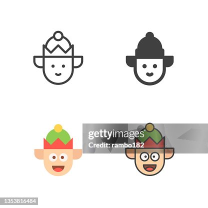 Christmas Elf Line, Solid, Flat and Colour Vector Icon. Editable Stroke. Pixel Perfect. For Mobile and Web. Christmas Elf Line, Solid, Flat and Colour Vector Icon. Editable Stroke. Pixel Perfect. For Mobile and Web.