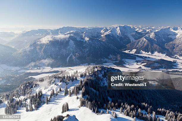 south germany, upper bavaria, bayrischzell, view of european alps from wendelstein mountain - kaiser fotografías e imágenes de stock