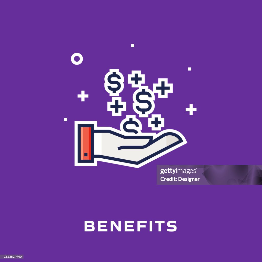 Benefits Flat Icon, Flat Design Vector Symbol Illustration.