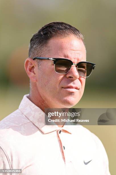 Coach Sean Foley looks on during a practice round prior to the CME Group Tour Championship at Tiburon Golf Club on November 17, 2021 in Naples,...