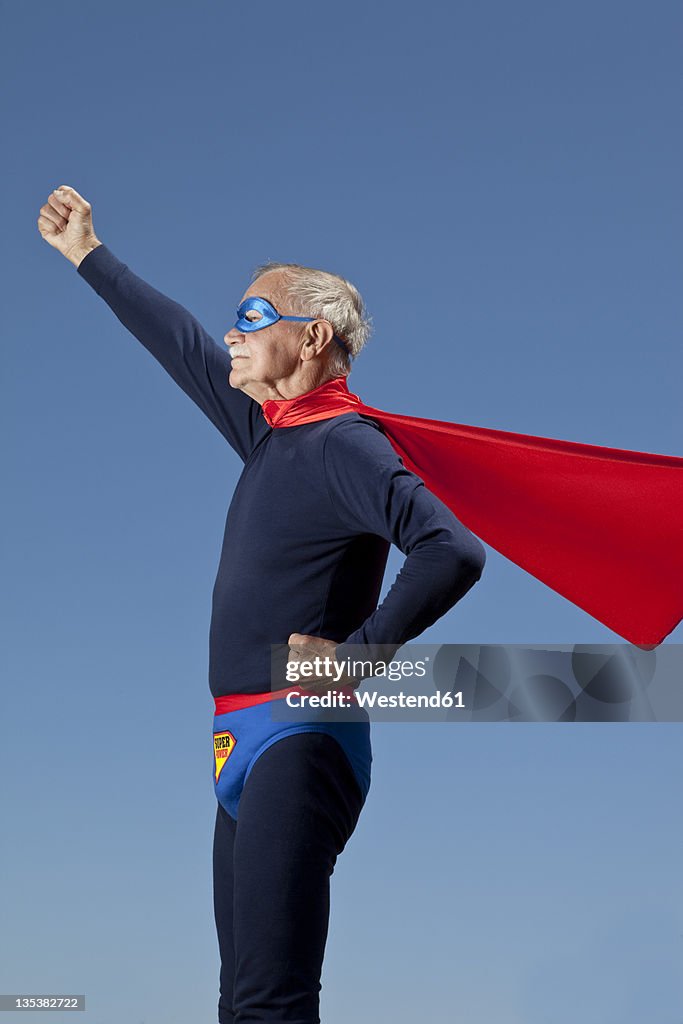 Austria, Burgenland, Senior man in superman's costume