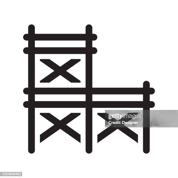 builder’s staging icon, vector symbol illustration. - electrical contractor working stock illustrations