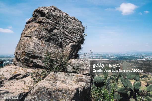 view of rock formation on land against sky,texcoco municipality,state of mexico,mexico - texcoco stock pictures, royalty-free photos & images