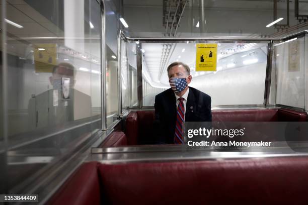 Rep. Paul Gosar rides a subway to the U.S. Capitol Building on November 17, 2021 in Washington, DC. The House is expected to vote on a resolution...