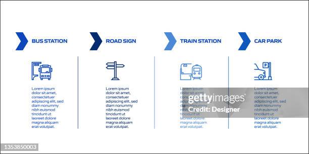 city life related process infographic template. process timeline chart. workflow layout with linear icons - tree progression icons stock illustrations