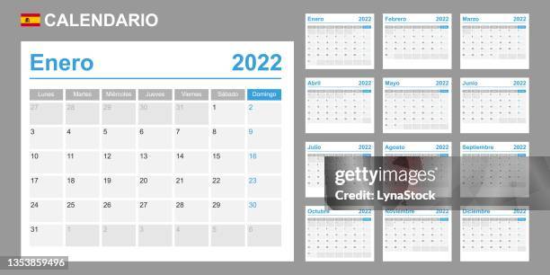 spanish calendar for 2022. week starts on monday. simple vector template. business design planner. - victorias secret casting sightings august or september 2018 stock illustrations